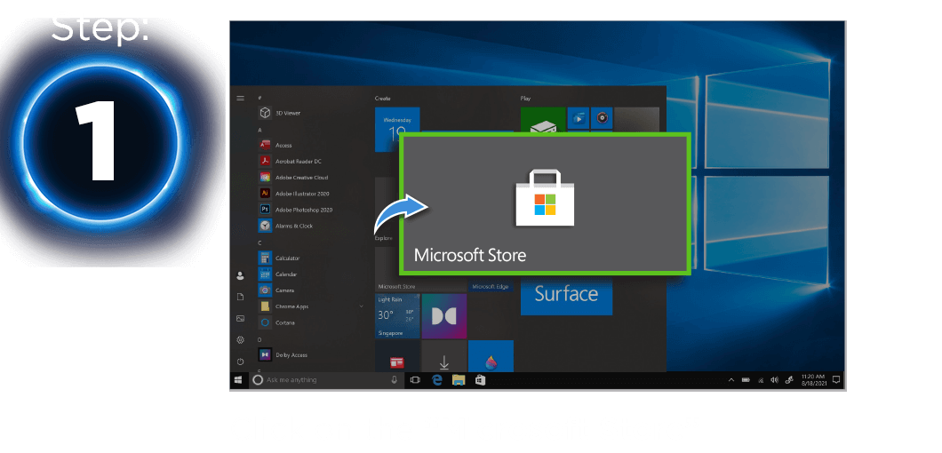 Step 1: Click on the “Microsoft Store”