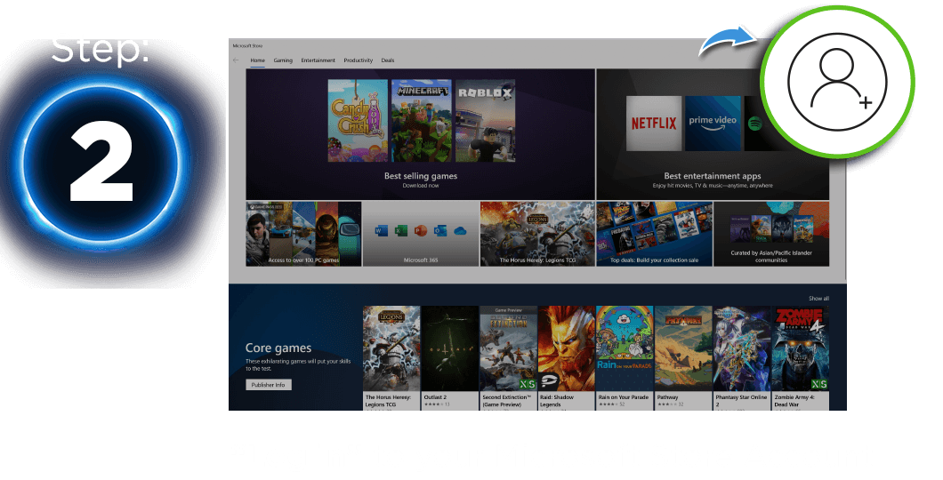 Step 2: “Log in” to your Microsoft Store Account