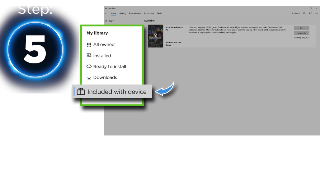 Step 5: On the left hand column, select “Included with device”