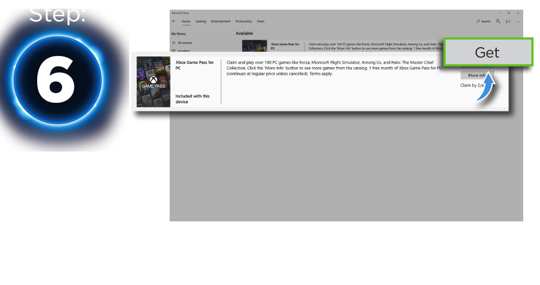 Step 6: Click on “Get” and redeem your free Xbox 1 month pass!