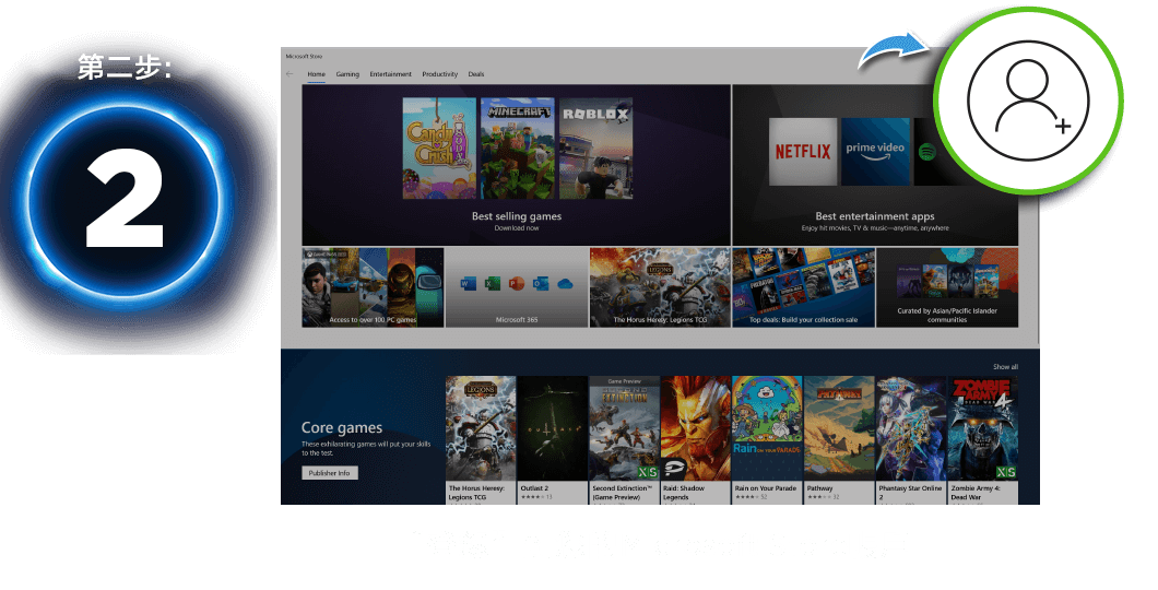 第二步: “登錄” 到您的 Microsoft Store 帳戶