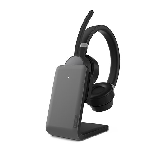 Lenovo Go ワイヤレス アクティブノイズキャンセリング ヘッドセット 充電スタンド付き(ブラック)