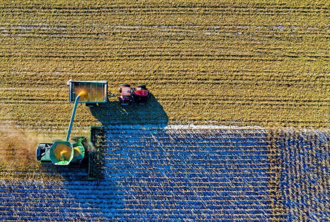 tractor harvesting crops