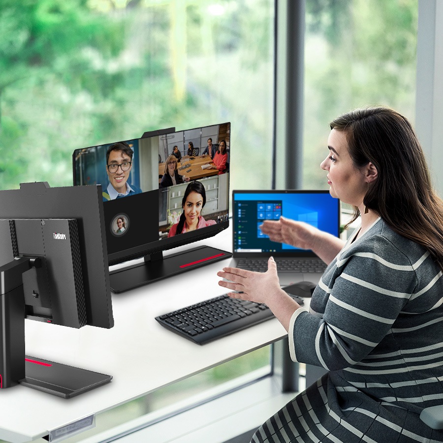 Person with device