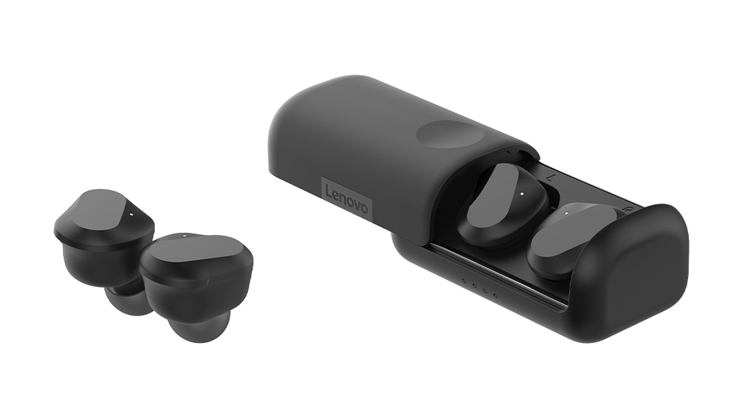  Lenovo True Wireless Earbuds Bluetooth 5.0 IPX5 Waterproof with  USB-C Quick Charge and Built-in Microphone for Work/Travel/Gym (Black) :  Electronics