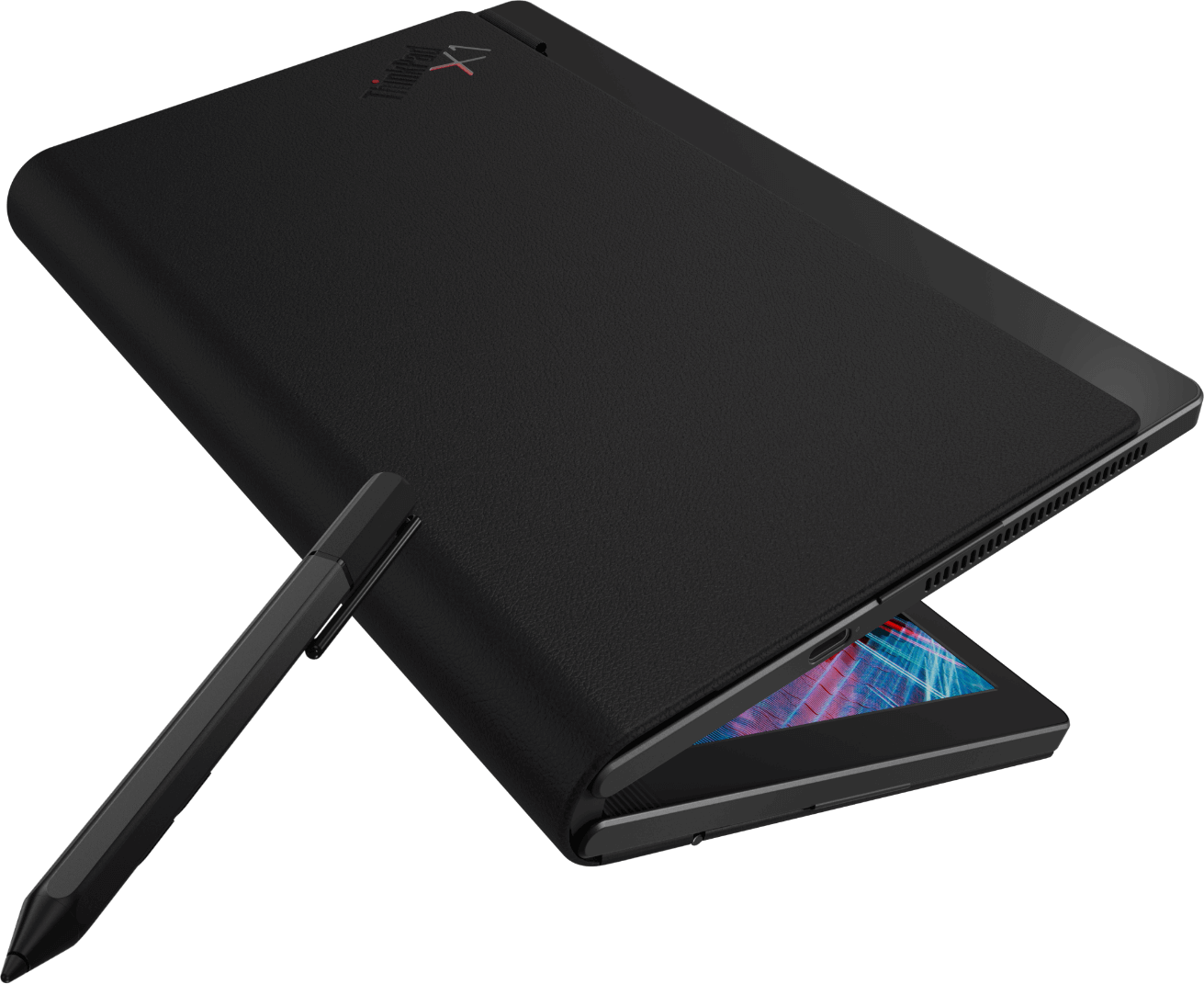 Lenovo Mod Pen en achteraanzicht van ThinkPad X1 Fold