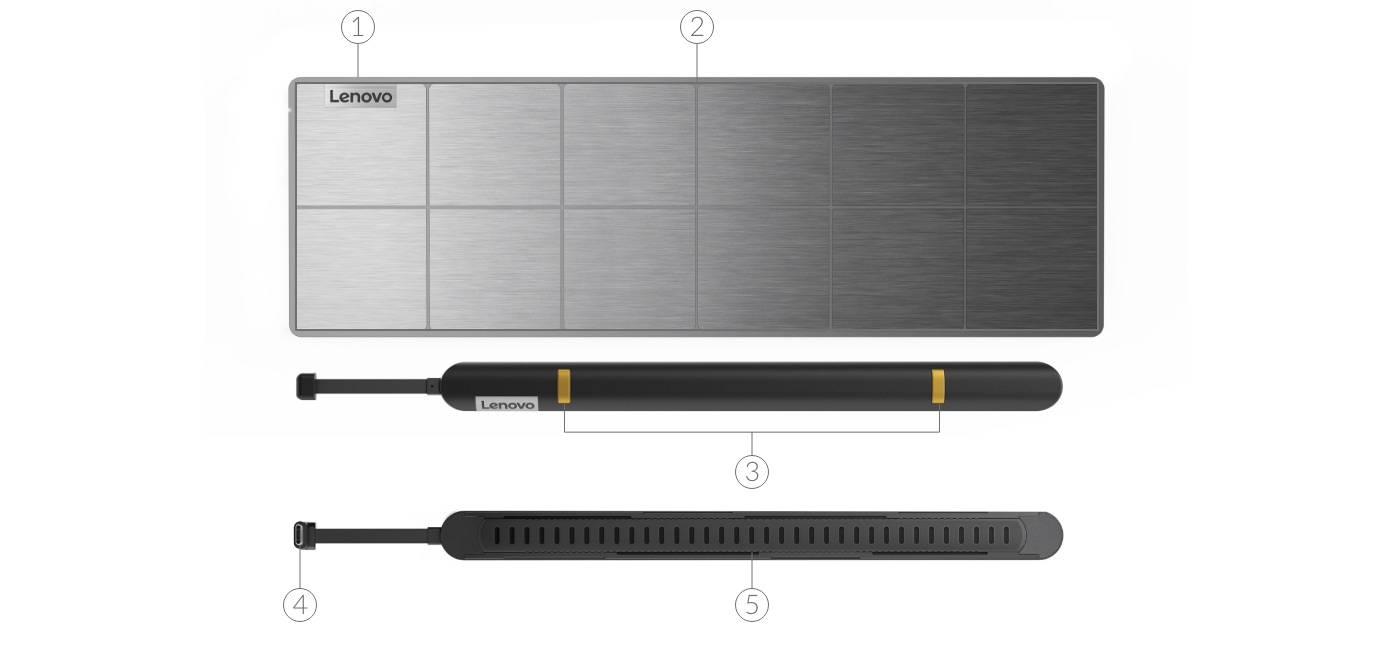 Порты комплекта для беспроводной зарядки Lenovo Go с интерфейсом USB Type-C