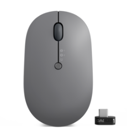 Lenovo Go Wireless Multi-Device Mouse top view with nano USB-C receiver