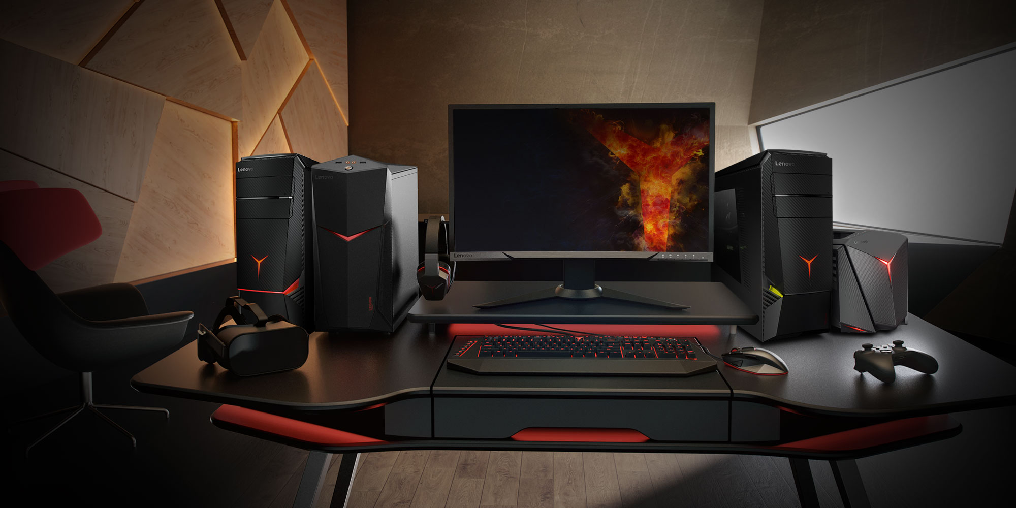 Lenovo Gaming Towers and Gaming Monitor