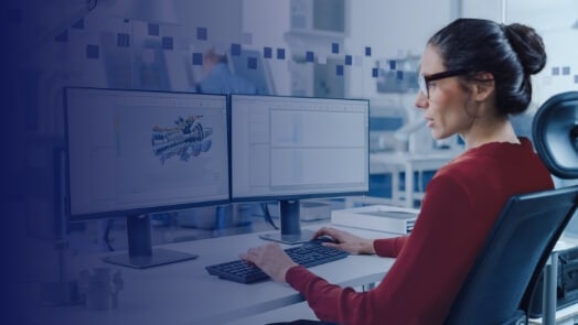 Woman doing HPC development in an office environment