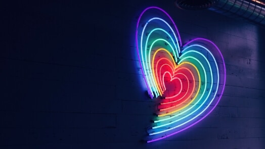 Neon lights forming a heart