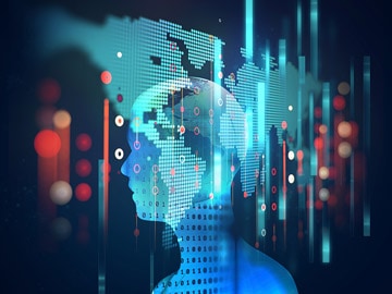 HPC and AI -  digital head icon