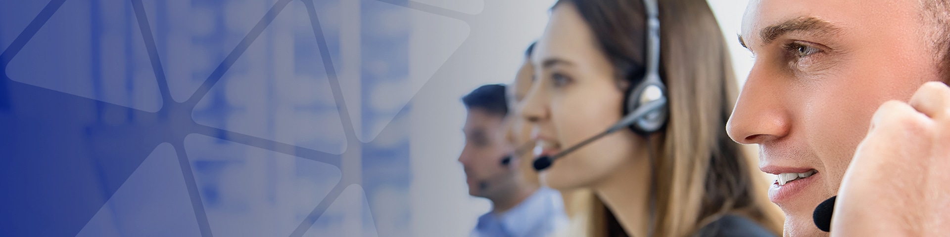 Support Services - Workers answering calls wearing headsets