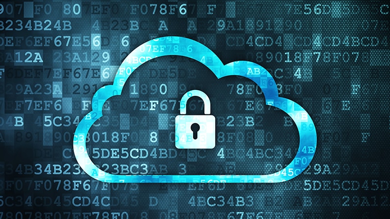 Protection des données - digital cloud and lock icons