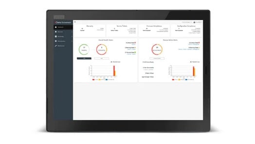 Lenovo XClarity Orchestrator - Lenovo tablet featuring Lenovo XClarity Orchestrator on display