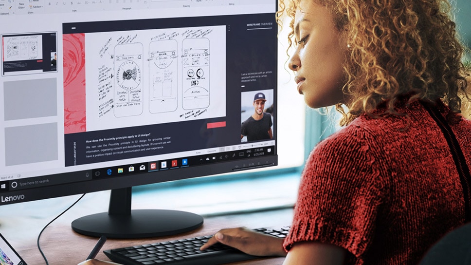 Person working at Lenovo Workstation