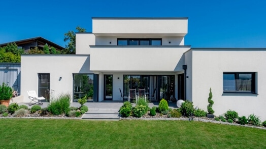 Modern house against a blue sky