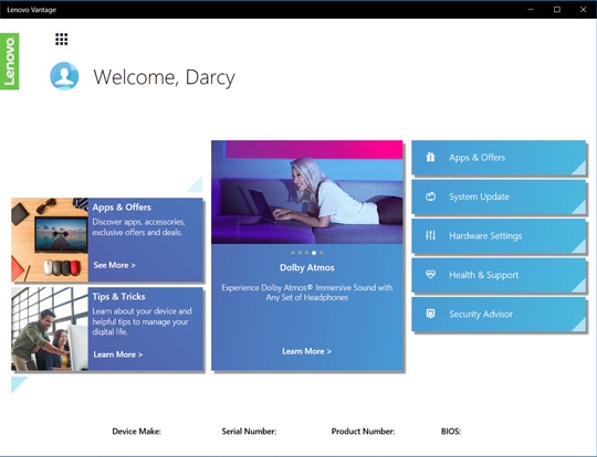 Lenovo Vantage Screenshot